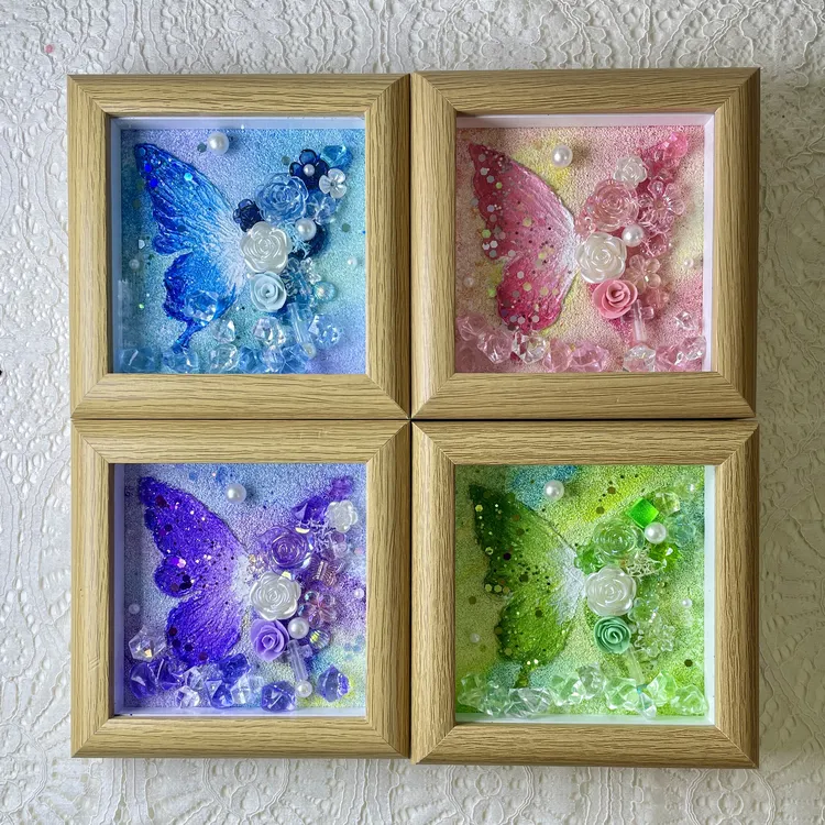 蝴蝶肌理画原创手工桌面摆件卧室办公室送朋友闺蜜礼物景区纪念品