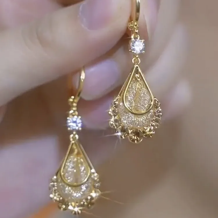 铜合金耳饰 【气质佳人】时尚气质百搭雨滴耳环