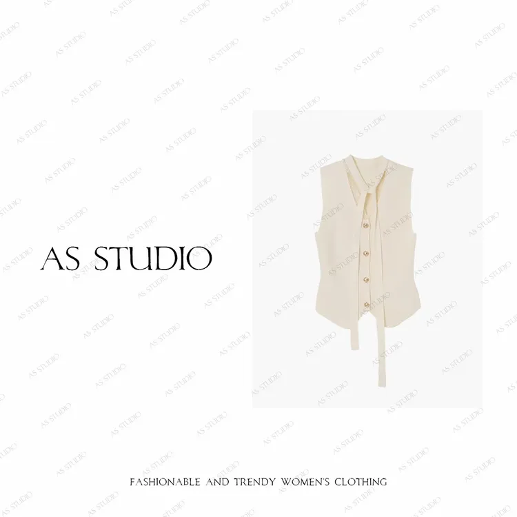 【AS小领带】25新摩登复古五金修身百搭针织马夹背心AS25QM00321