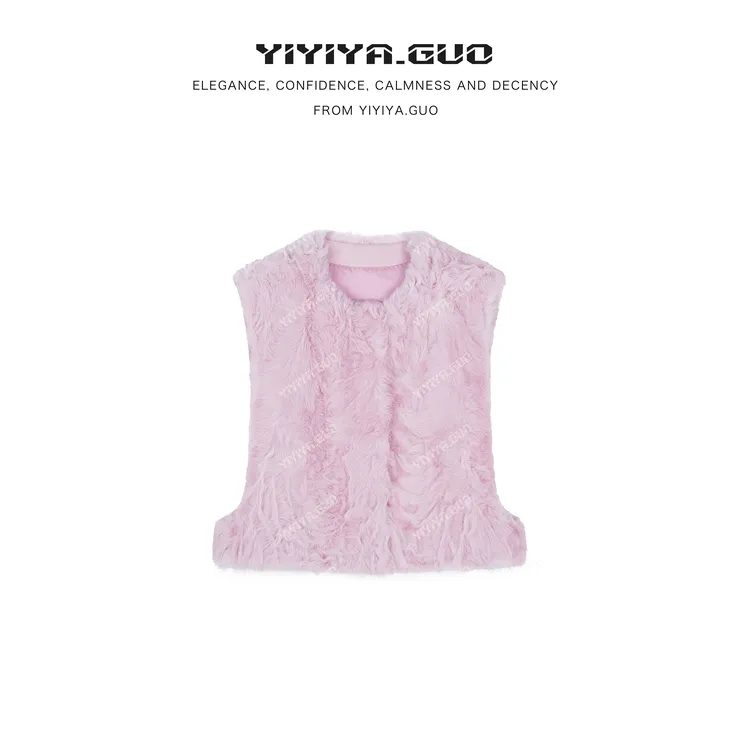 yiyiya.Guo艺艺吖【象羔·蜜雪】圆领时尚皮毛一体马甲090001SS52