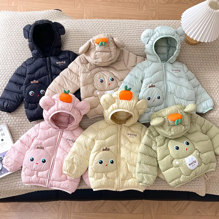 （爆款热卖）秋冬奶龙款男女童宝宝棉袄短款棉服婴儿连帽外套冬装厚