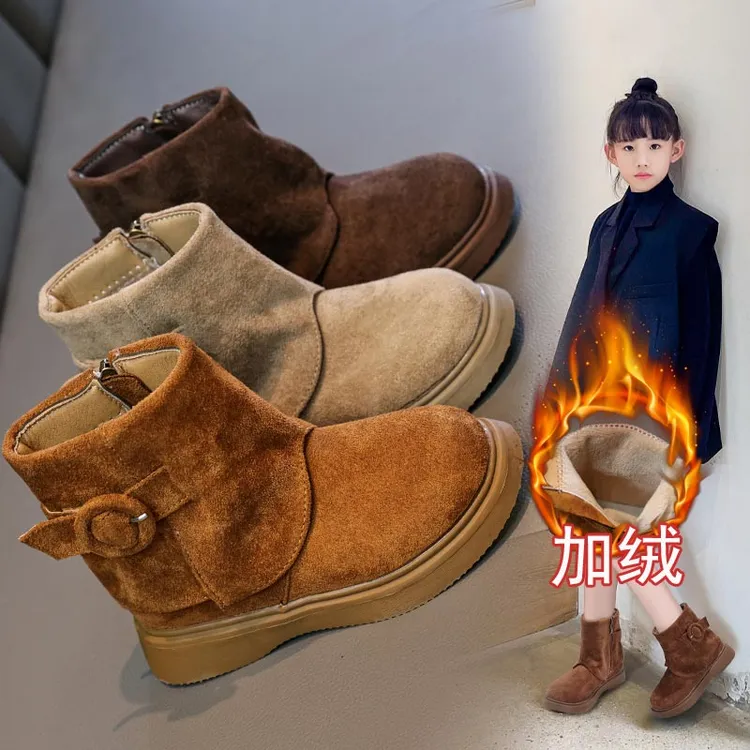 女童短靴加绒勃肯靴2025冬季新款公主裤管靴中大童棉鞋XHXL-H06