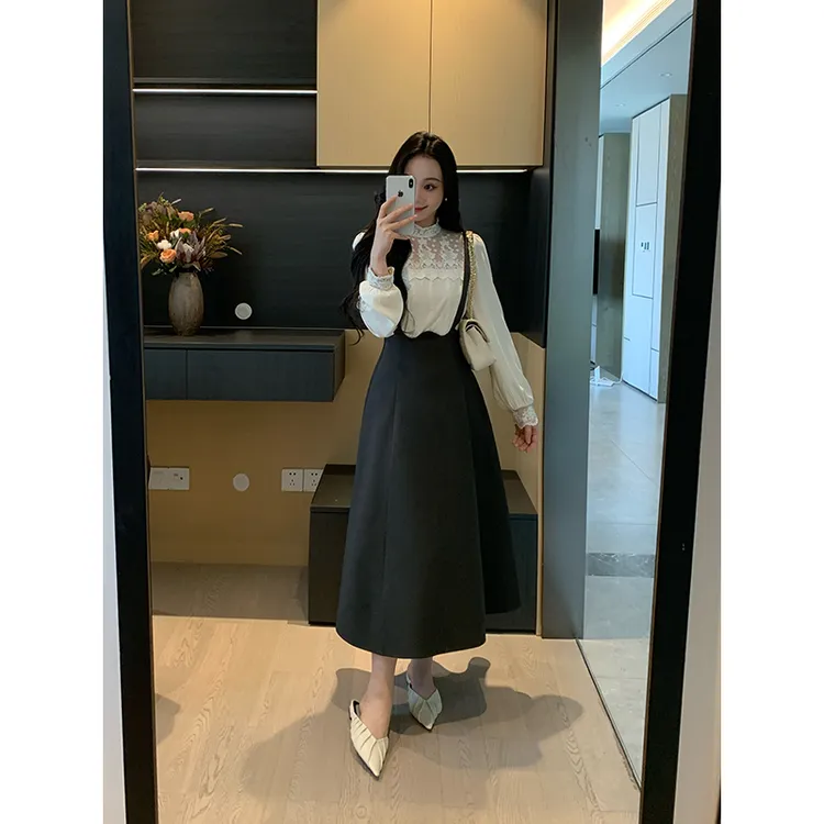 XINYI【D奥优雅】秋季衬衫+西装背带裙套装X625C11837/X625G13129