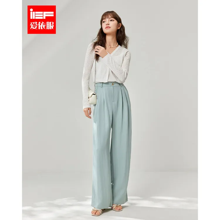 IEF/爱依服裤子2025春夏新款韩版文艺休闲通勤气质百搭宽松阔腿裤