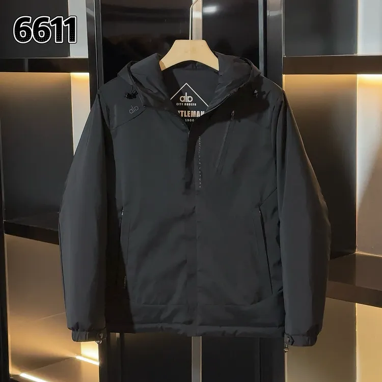 秋季新款高端欧货气质时尚连帽冲锋衣外套百搭男士薄棉外套6611