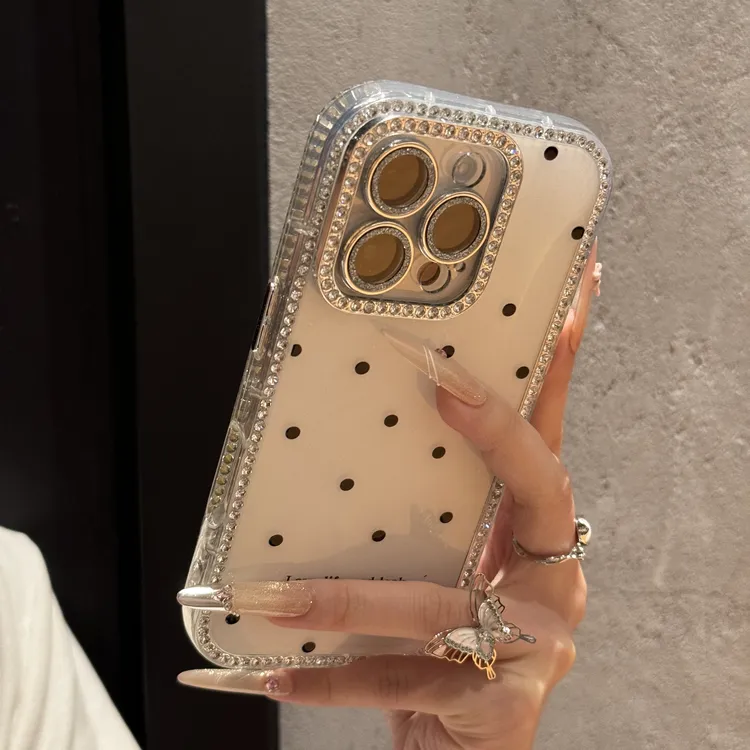 双面镶钻全包镜头波点适用苹果16手机壳iPhone15promax高级14女13