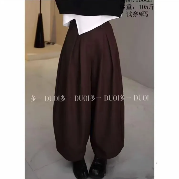 “绅士西裤”2025秋季弯刀一粒扣高腰休闲裤压褶垂感百搭阔腿裤