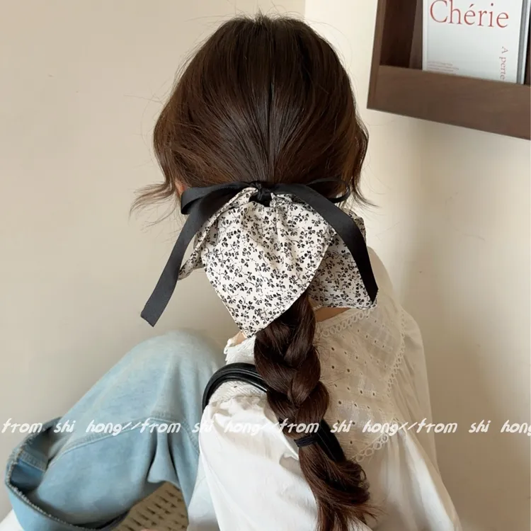 法式早春碎花复古布艺发圈发饰女小蛮腰头绳高级感百搭大肠发圈