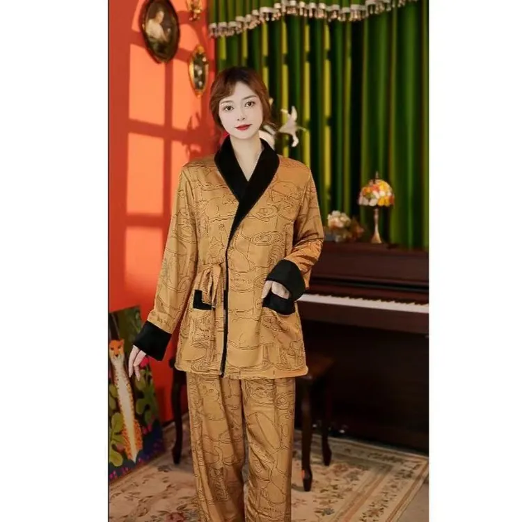 2026年新款【丝加绒】睡衣女士高级感轻奢休闲长袖长裤家居服套装