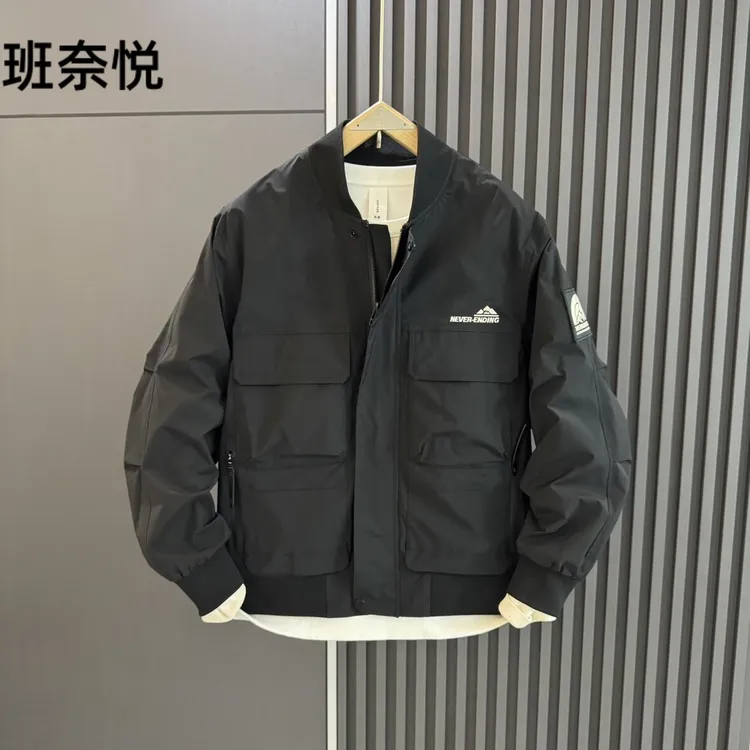 春秋季新款潮牌字母贴标棒球服外套男士痞帅时尚休闲百搭工装夹克