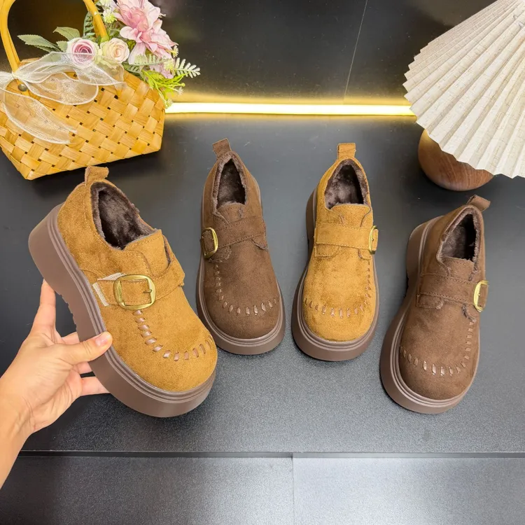 厚底勃肯鞋女全包2025新款秋冬女鞋复古博肯棉鞋小个子加绒乐福鞋