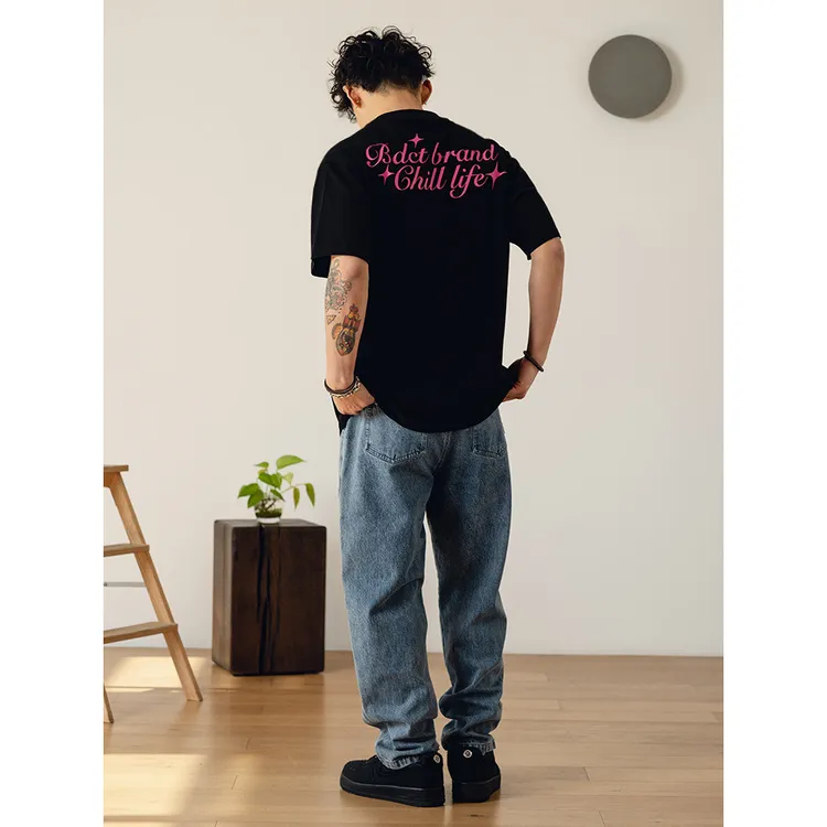 BDCT 美式四角星字母印花短袖男潮 青年街头潮流宽松休闲棉体恤