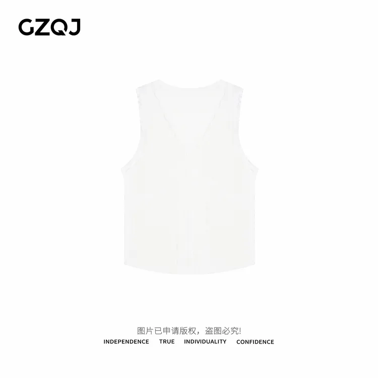 老琴私服 【黑熵叠影】舒适百搭显瘦打底V领蕾丝背心女春夏93569