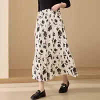 【复古时尚印花】纤莉秀E秋款大码女装气质优雅垂感半身裙QK3559