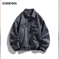 IDLE IDOL秋季新款扎染麂皮绒翻领夹克潮牌时尚休闲宽松男装夹克