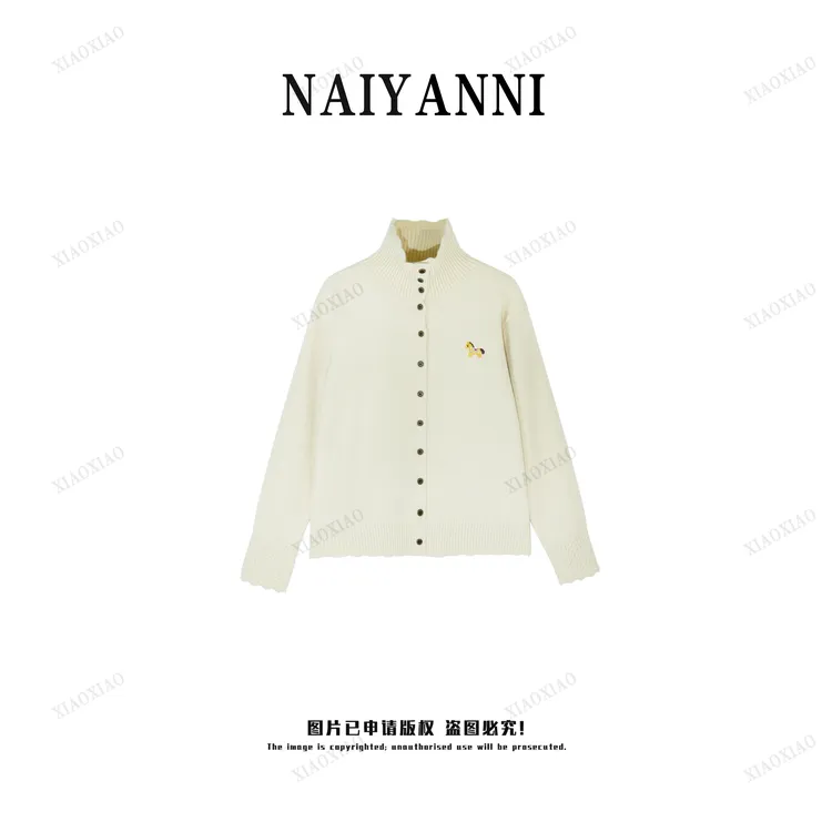 【马卡龙】韩系高领花边小马刺绣针织开衫外套SC0267HH 