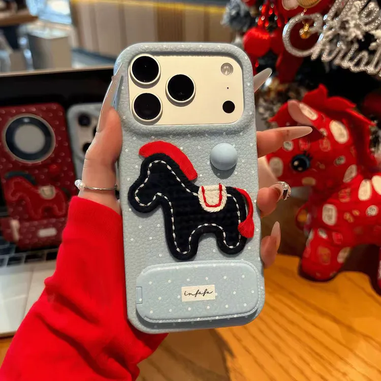 诚星泽波点小马刺绣适用苹果17PROMAX手机壳华为OPPO小米VIVO手绳