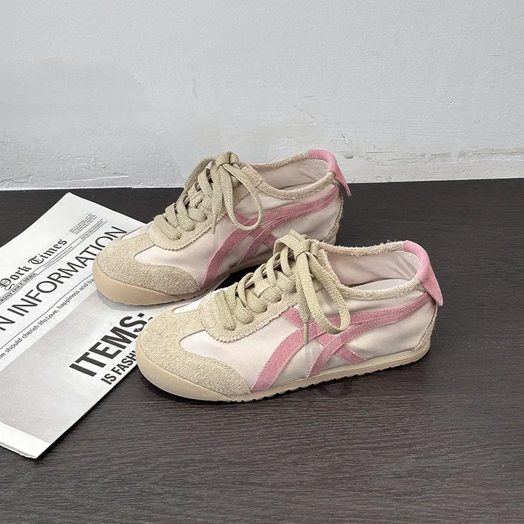 羊皮~真皮4.5cm软塌塌内增高丝绸拼色踩跟阿甘鞋休闲鞋女德训鞋