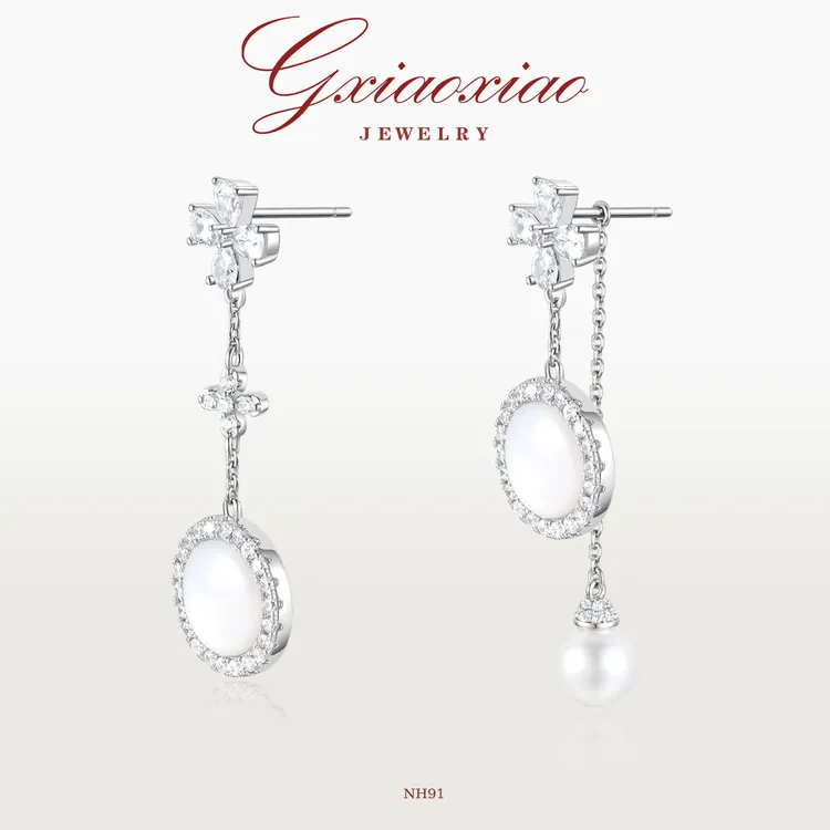 G XIAOXIAO 【晶珠映月】时尚气质百搭耳环 NH91新年礼物
