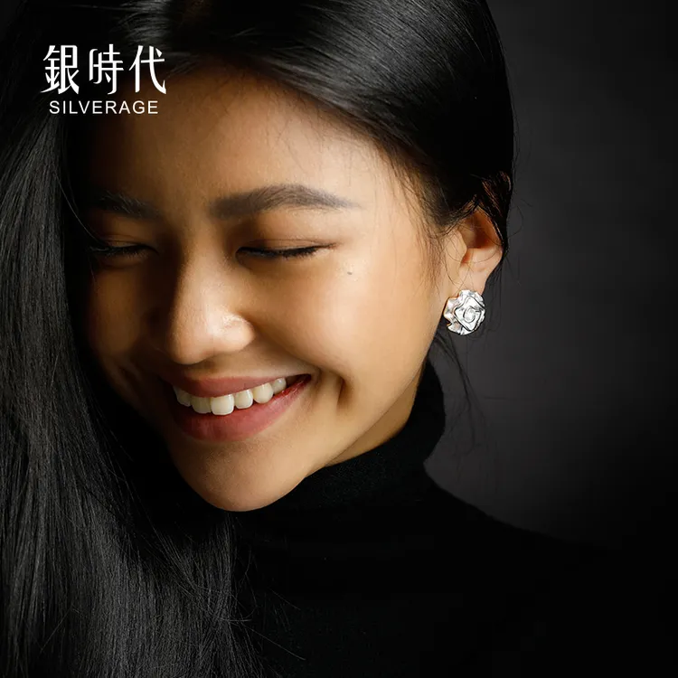 925银耳饰 繁花似锦  银时代玫瑰花耳钉