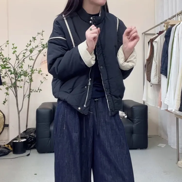 时尚韩版百搭拼色立领棉衣女2025年秋冬新款宽松显瘦短款保暖棉服