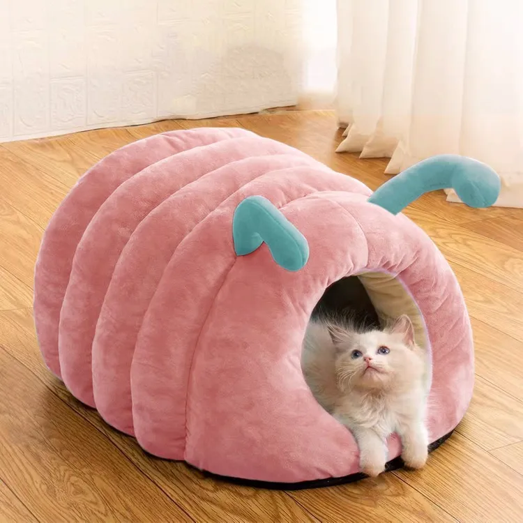 新款猫窝冬季保暖毛毛虫保暖猫窝四季通用狗窝猫咪躲避窝半封闭式