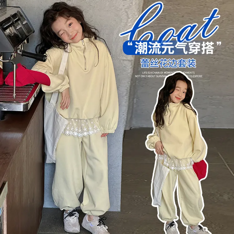 女童春装套装2025新款洋气时髦儿童卫衣两件套春秋季女大童装衣服