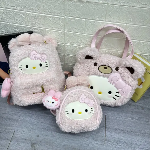 新款可爱卡通毛绒大容量时尚少女百搭双肩包毛绒包包小包包休闲