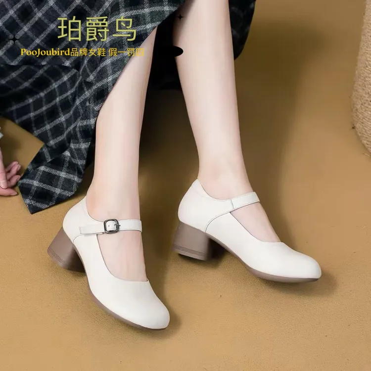 【断码清货】妈妈粗跟百搭单鞋女凉鞋女中跟妈妈鞋跟鞋中年镂空女鞋
