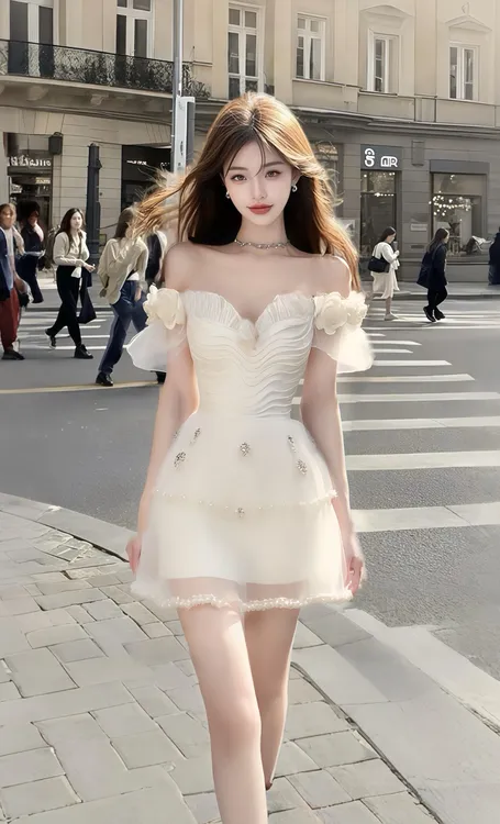 夏季新款杏色桃心领抹胸网纱修身收腰小众轻奢优雅氛围感连衣裙女