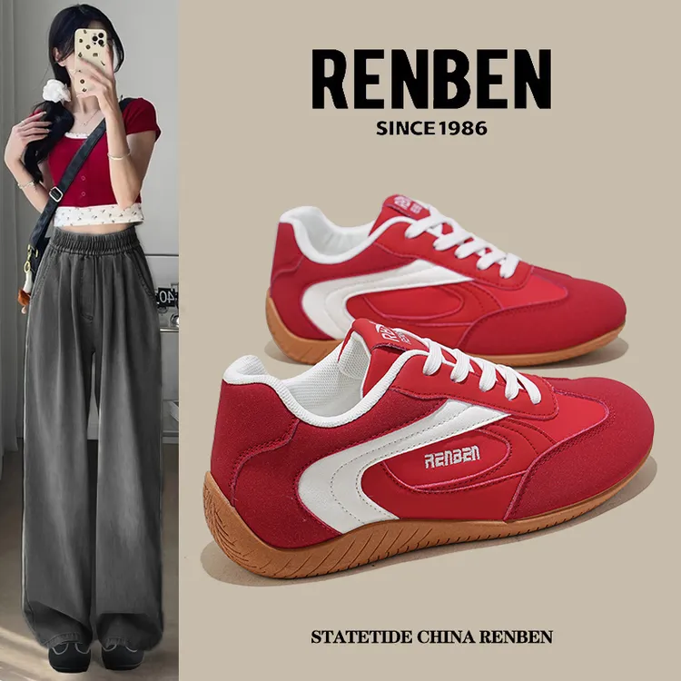 人本2025初秋新款休闲运动女鞋软底软面时尚百搭通勤出游德迅鞋