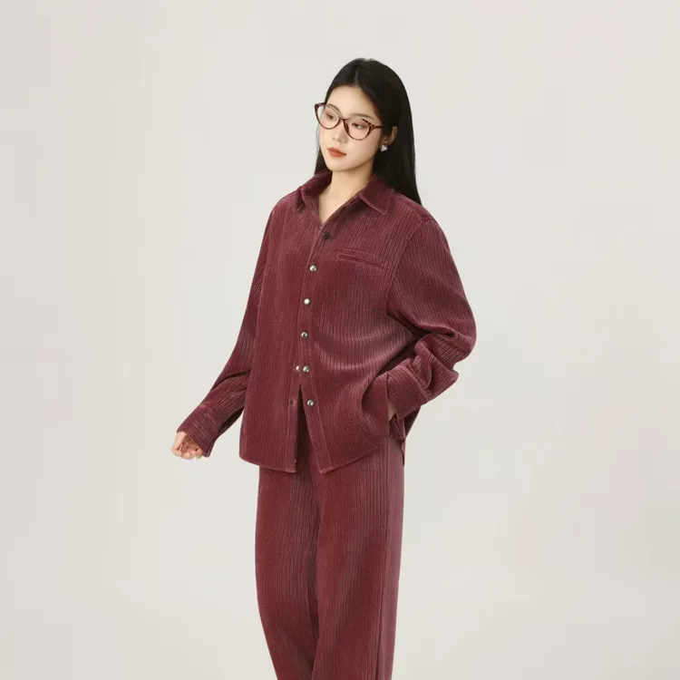 GIRDEAR/哥弟早秋休闲衬衫百搭老钱风宽松套装1301022/1100280