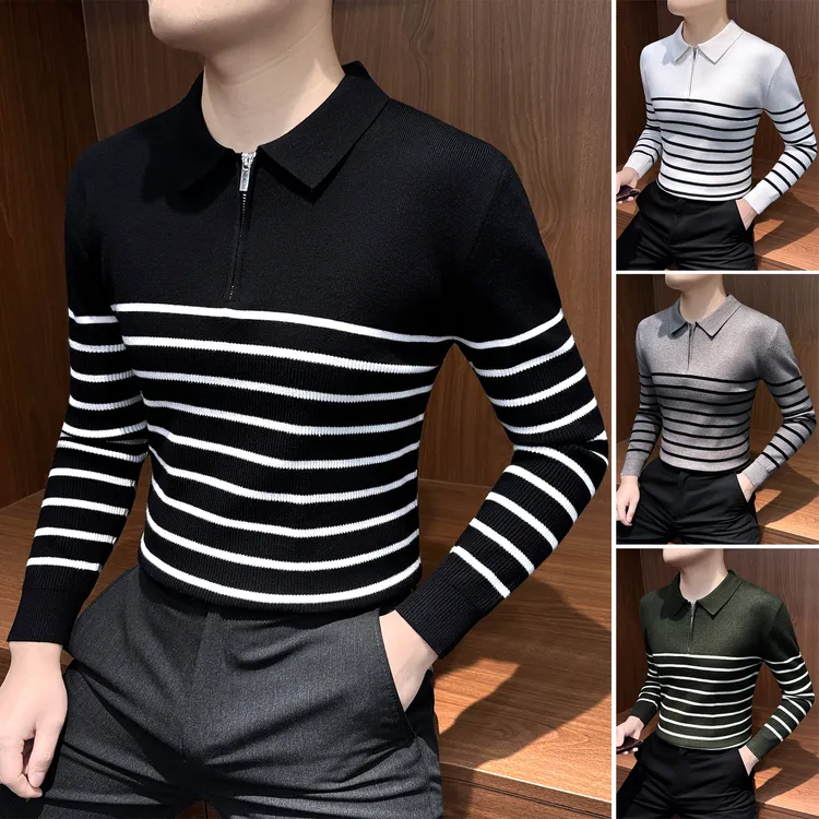 半拉链男士针织打底衫男款爆款2025新款网红洋气炸街男装冬季毛衣