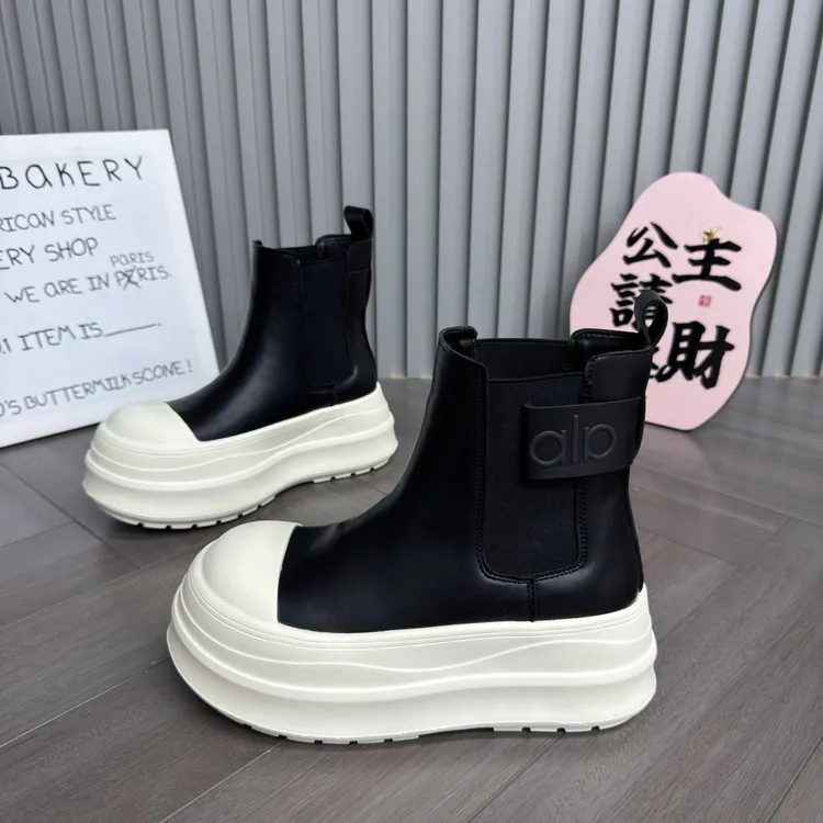 欧货松糕底切尔西靴女2025秋季新款真皮大头厚底马丁靴百搭烟筒靴