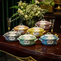 【富贵汤煲合集】景德镇珐琅彩碗碟餐具带盖大品锅汤锅汤碗双耳防烫