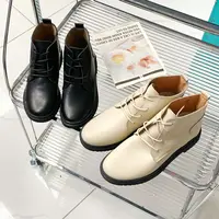1660春秋单靴子时尚低帮马丁靴女低跟软底软皮小短靴皮鞋