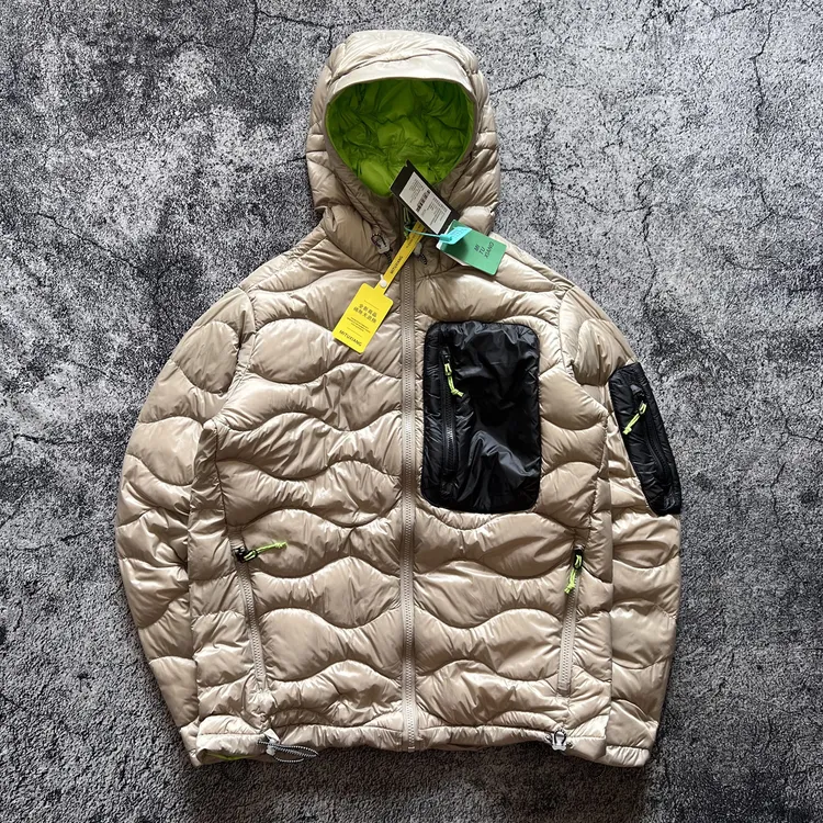 男女同款户外休闲撞色连帽吐司服秋冬连帽保暖蓬松白鸭绒羽绒服潮