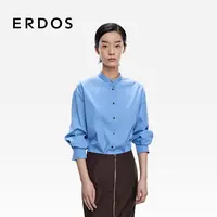 ERDOS 小立领女士纯棉衬衫25年早秋新品长绒棉直身宽松通勤上衣