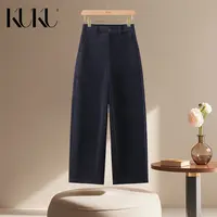 【KUKU】秋季新款高腰百搭显瘦灯芯绒窄版弯刀小直筒香蕉裤8021