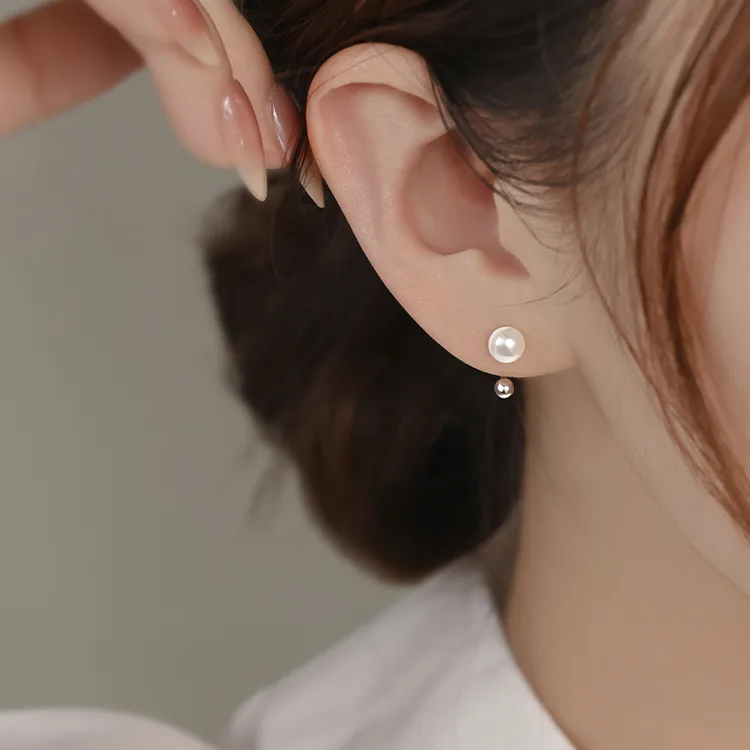 999纯银C型淡水珍珠螺丝耳钉女2025夏季时尚爆款耳环小众百搭耳饰