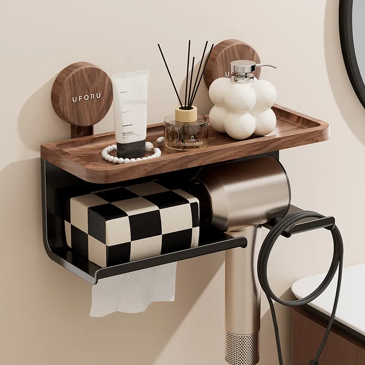 橱明星吸盘壁挂吹风机纸巾架免打孔抽纸收纳架浴室卫生纸置物架