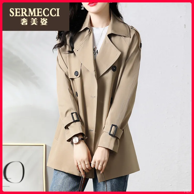 今年小个子短款奢美姿风衣2025新款秋季高级感休闲卡其色爆款外套