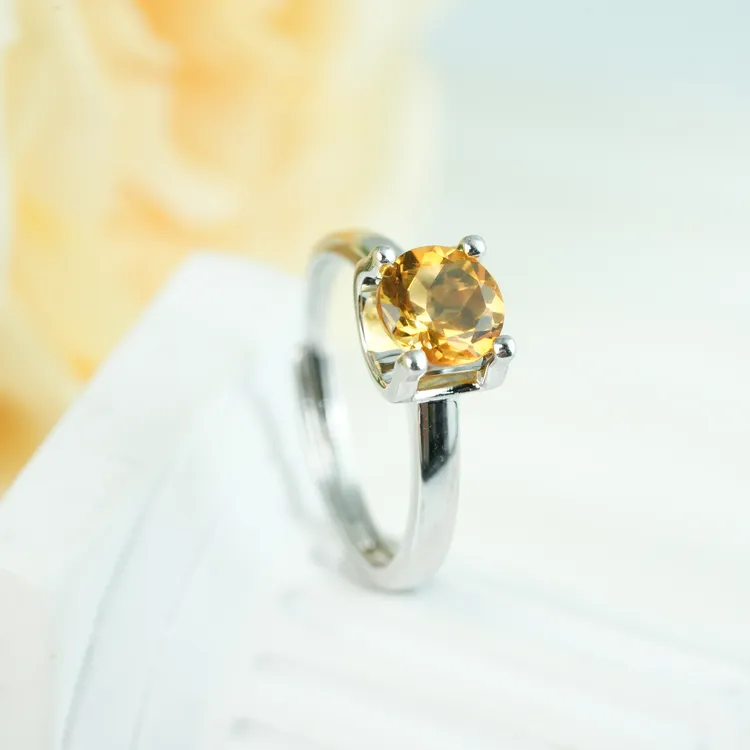 【小北严选】S925银黄水晶戒指约6.5mm+【多样性发一件】-WH161X351
