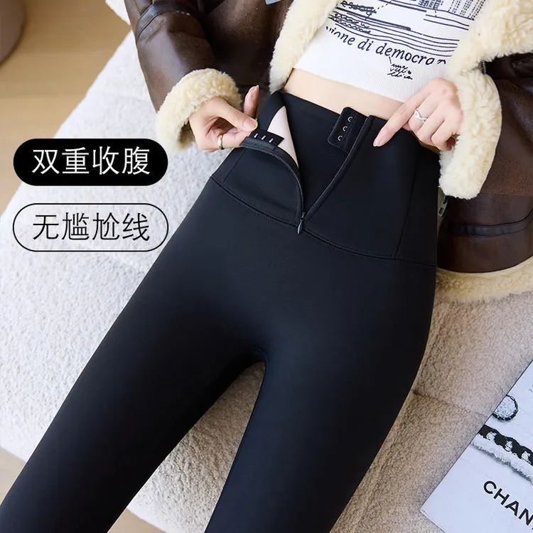 2024新款高腰收腹提臀鲨鱼裤女春秋冬九分打底裤显瘦外穿裤子