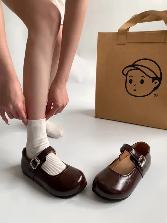 国潮品质百搭法式复古玛丽珍鞋女圆头可爱搭扣平底鞋软底浅口单鞋