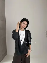 温柔瑶-蜜糖社冬季福利#“羊毛”韩版V领极简上衣kc#8220