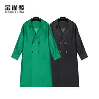 【金雀绫】 新款春季时尚大牌风百搭重磅款丝毛风衣Q22035