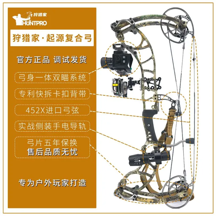 狩猎家·起源复合弓针瞄热瞄双瞄系统一体式快拆背带弓身手电导轨