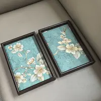 金花青底款摆件托盘玄关客厅创意置物盘珠宝首饰零食家用收纳盘