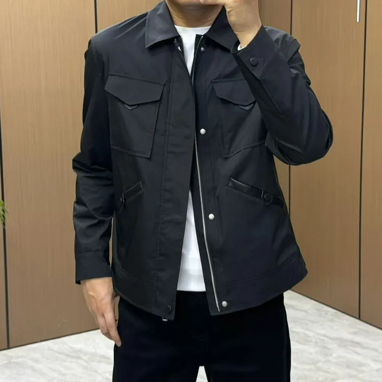 61069F男士秋季新款翻领夹克通勤百搭商务休闲时尚百搭